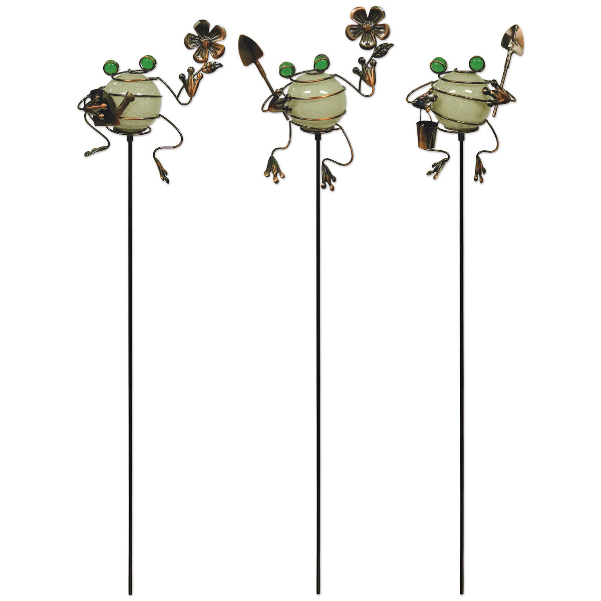 Sunset Vista froggy glow-in-the-dark garden picks, product photo