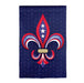 Evergreen RWB Fleur De Lis suede garden flag, full view