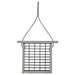 Sage Green recycled plastic suet feeder with vinyl-coated suet cage screen open