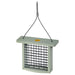 Birds Choice single cake suet feeder in Sage Green recycled poly lumber, front view
