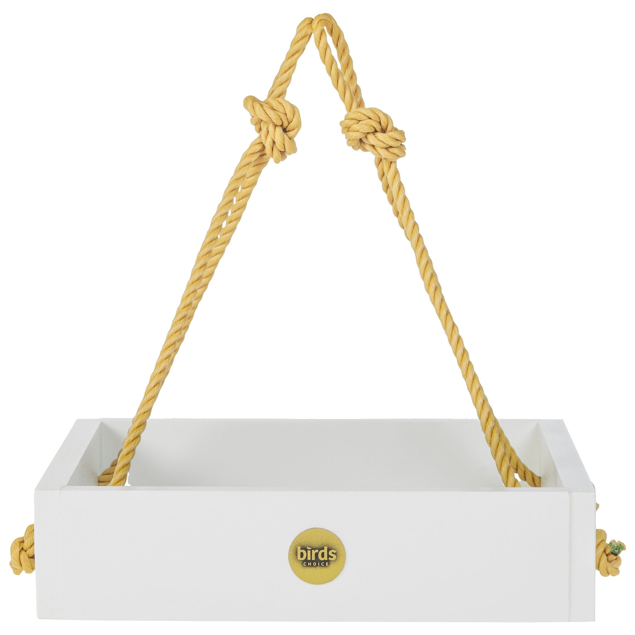 Modern Farmhouse Small Hanging Platform Bird Feeder in White - view 2