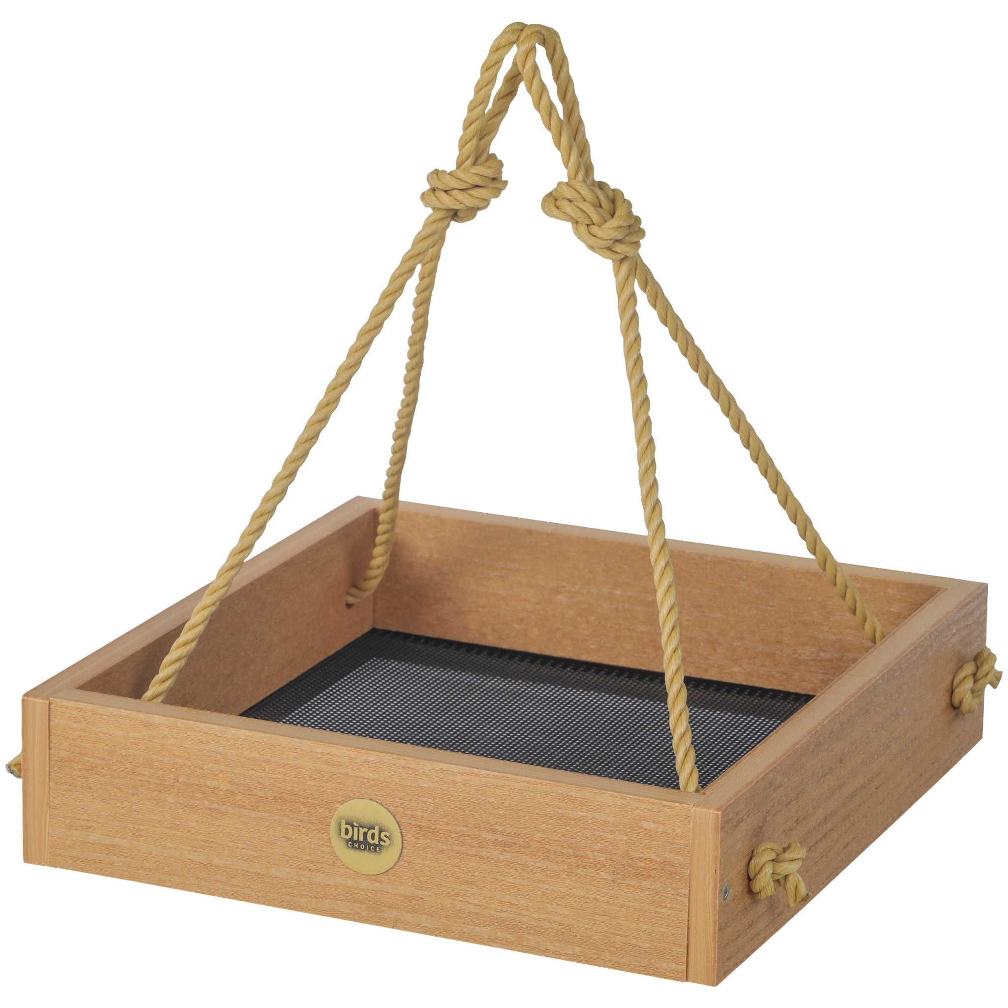 Modern Farmhouse Small Hanging Platform Feeder in Natural Teak - view 1