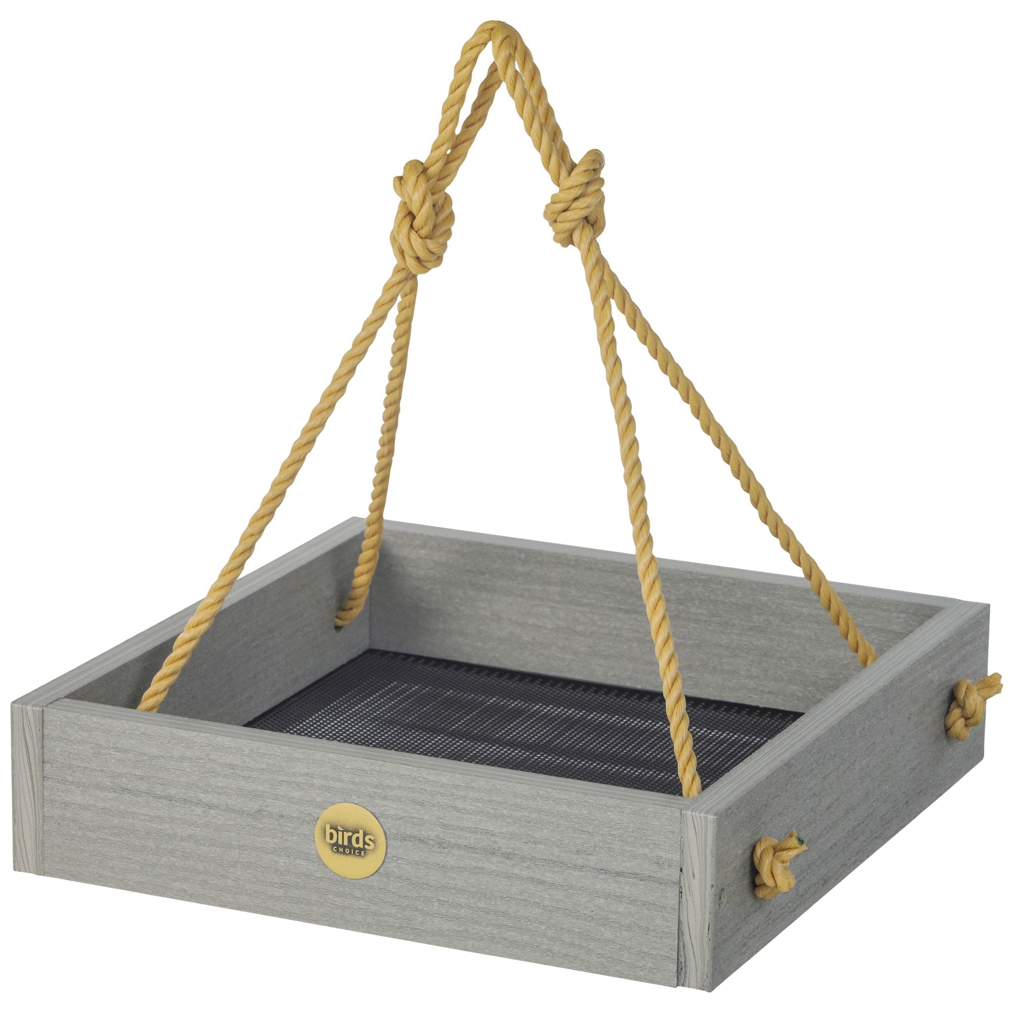 Modern Farmhouse Small Hanging Platform Bird Feeder in Driftwood - view 1