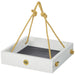 Modern Farmhouse Small Hanging Platform Bird Feeder in White - view 1