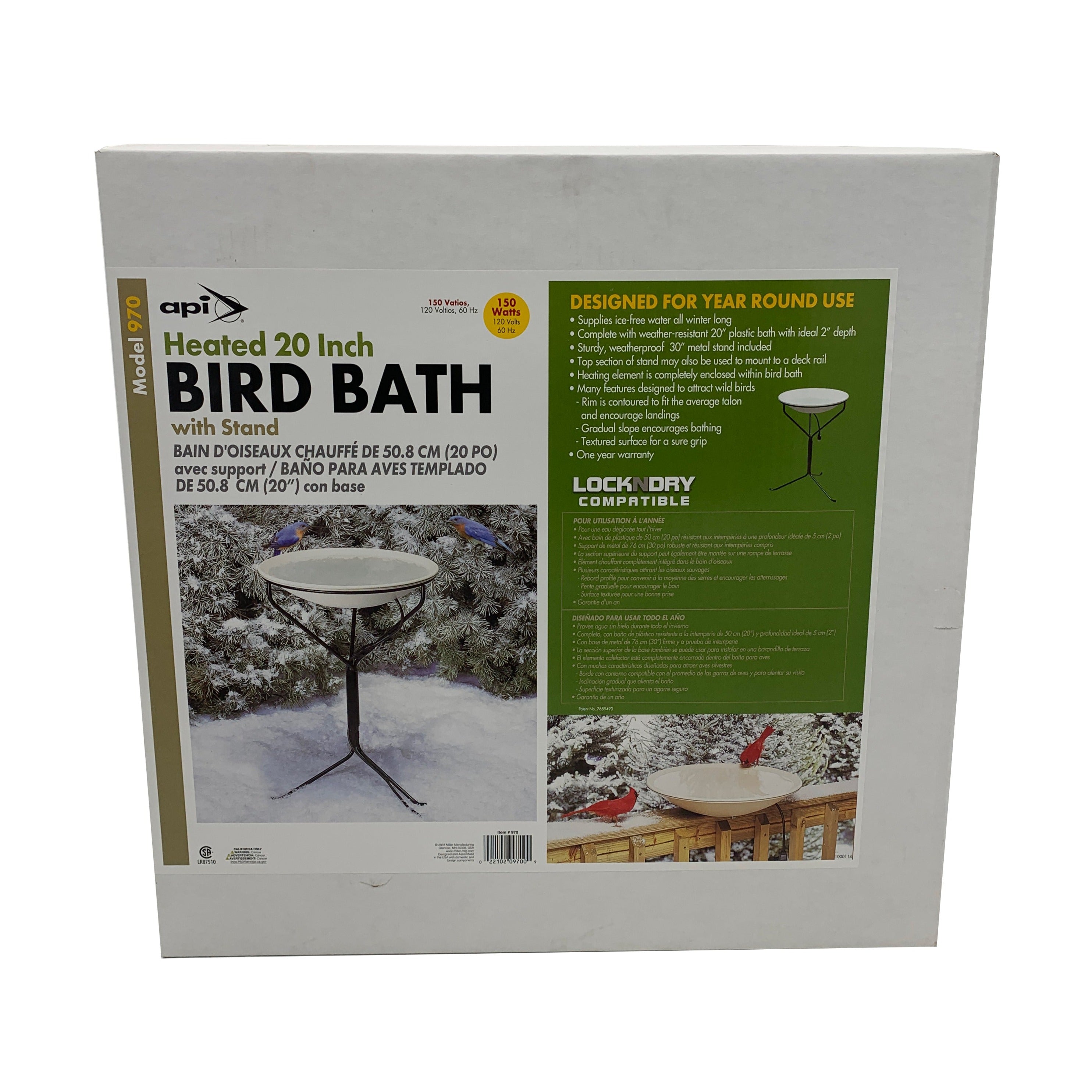 20 in. Heated Bird Bath w/Metal Stand