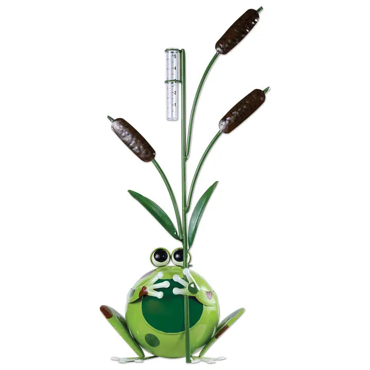 Large Happy Frog Rain Gauge