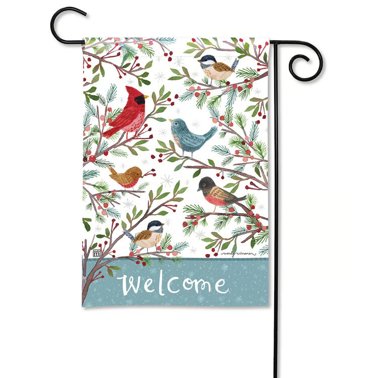 Winter Bird Branches Garden Flag