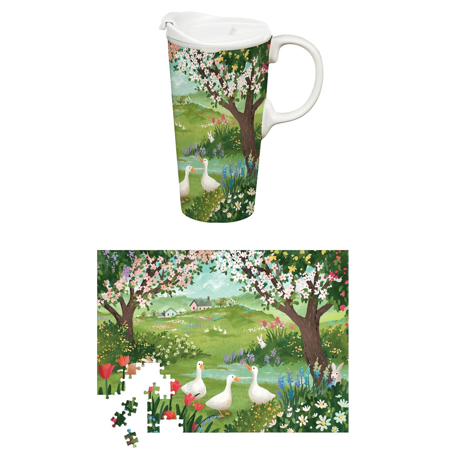 Bunny Blooms Drinkware Gift Set - Mug + Puzzle