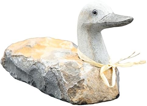 8 inch Rusted Basalt Duck stone statue dimension reference