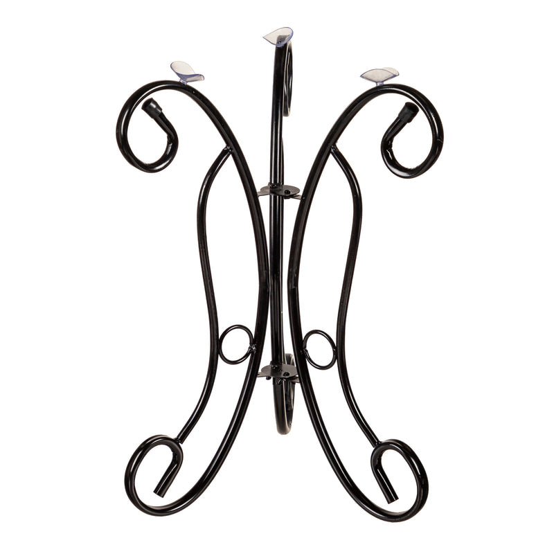 Evergreen Curlicue metal bird bath stand, alternate view