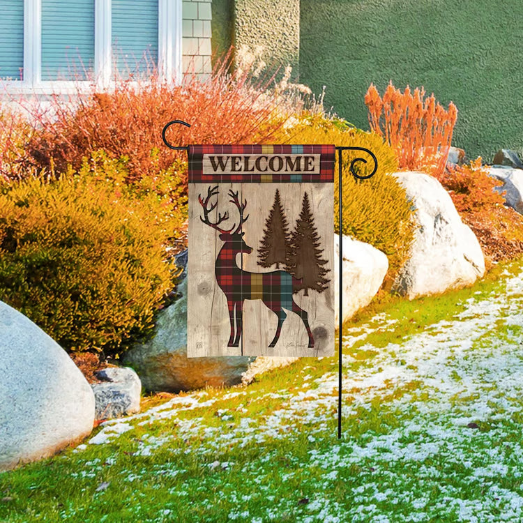 Paid Deer Silhouette Garden Flag