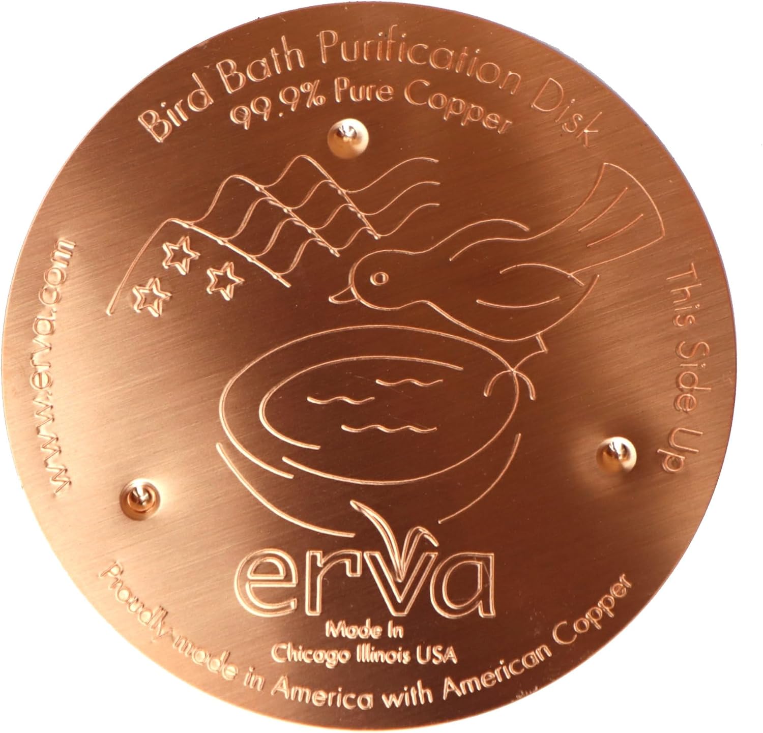 Copper Birdbath Purification Disk, alternate angle