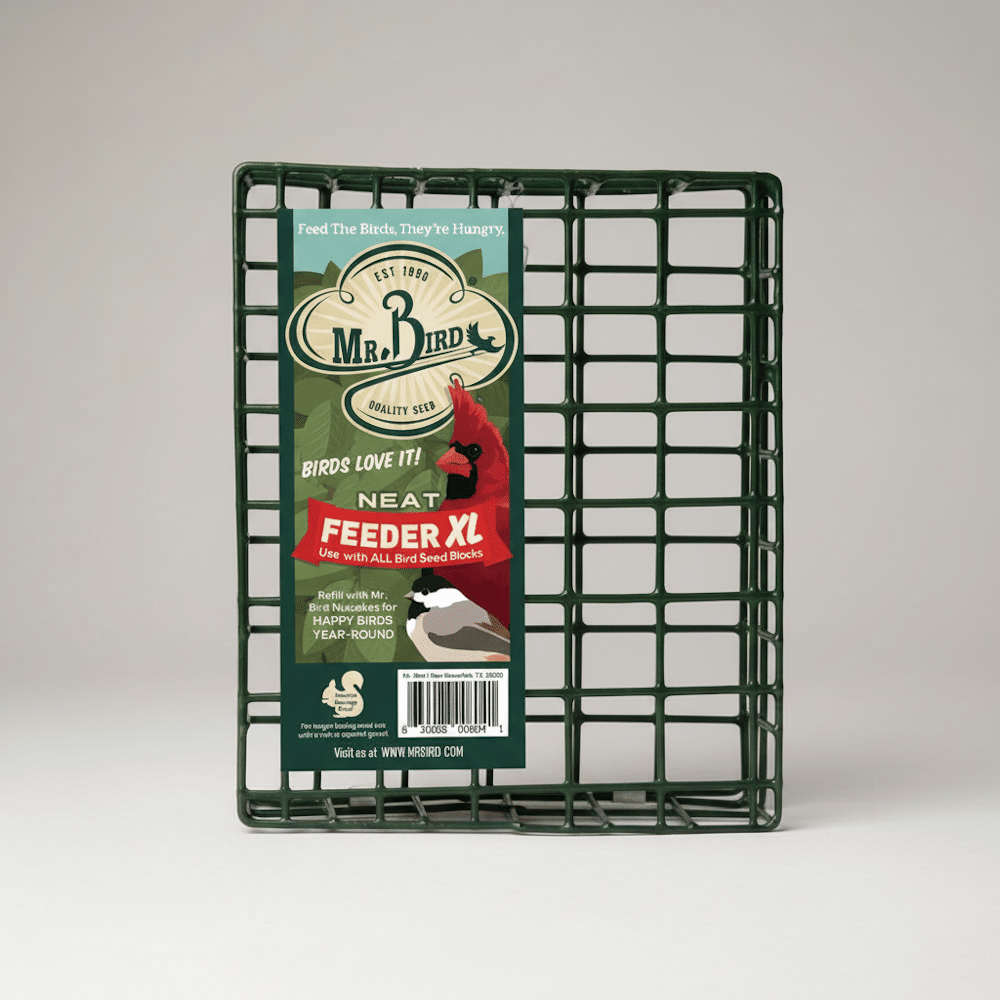 Neat Feeder XL - studio view of vinyl-coated steel basket with hanging chain
