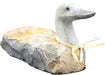 8 inch Rusted Basalt Duck hand-carved natural stone garden statue by Stone Age Creations