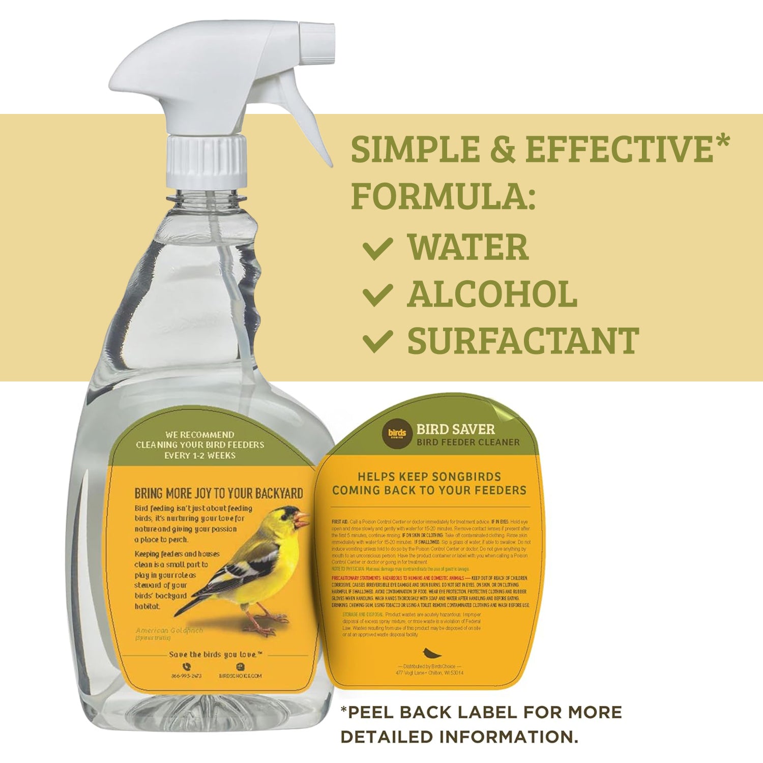 Birds Choice Bird Feeder and House Cleaner 32oz - before/after use