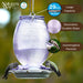 Nature's Way Lilac Dreams hummingbird feeder hanging outdoors, feature callouts