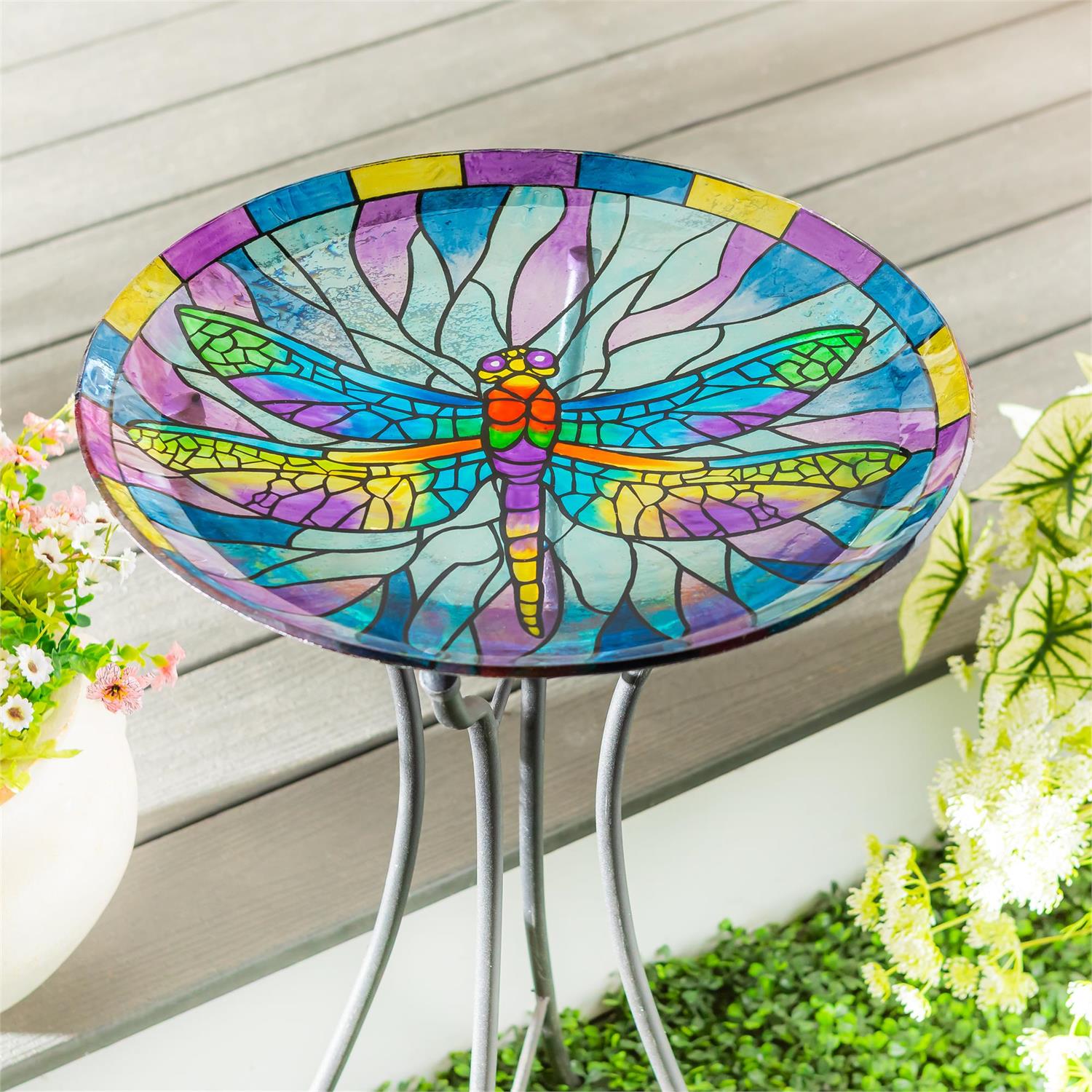 Cottage Garden Birdbath Glass 18"