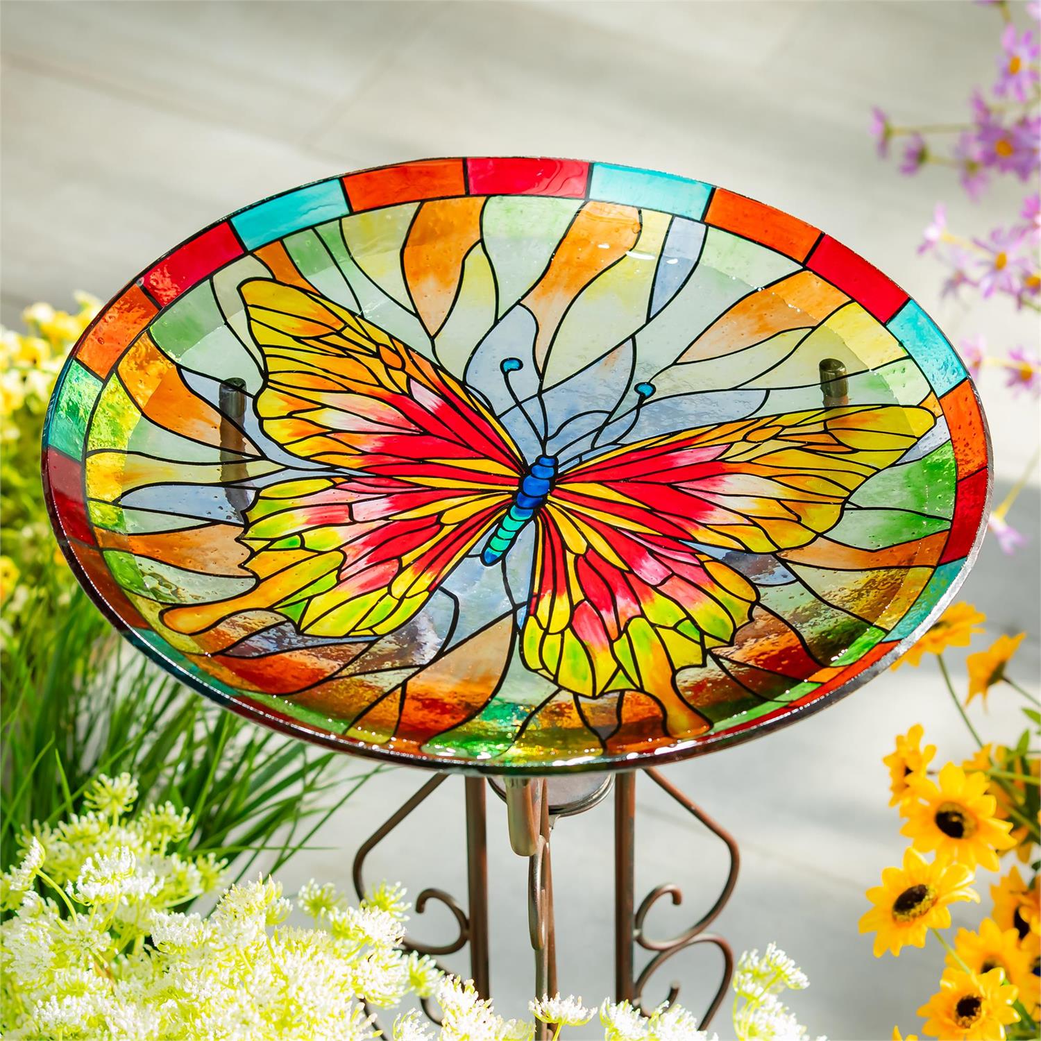 Cottage Garden Birdbath Glass 18"