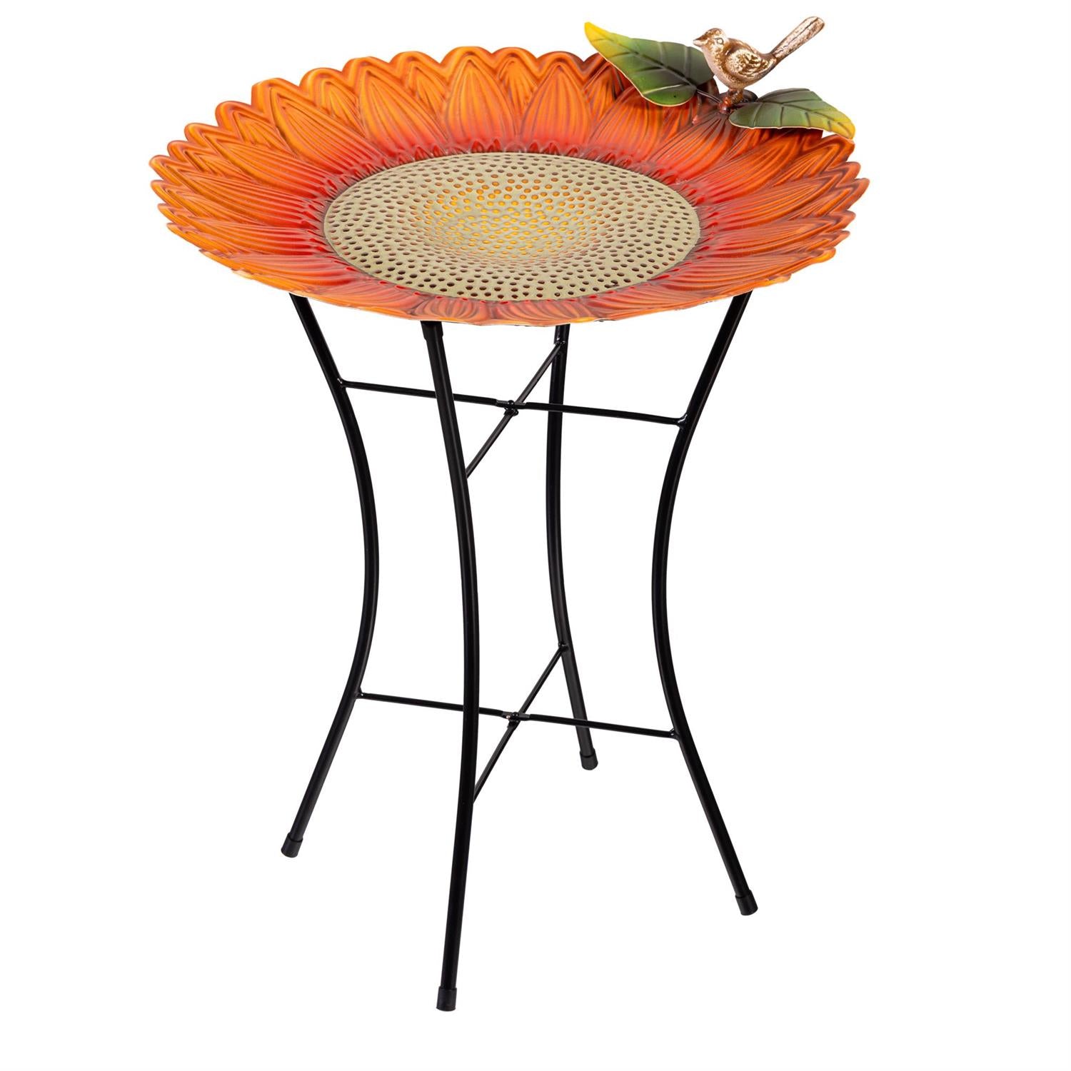 Hillside Pasture Birdbath - Metal Sunflower w/ Stand