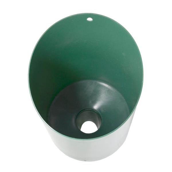 Backyard Essentials Hunter Green seed scoop and funnel in use