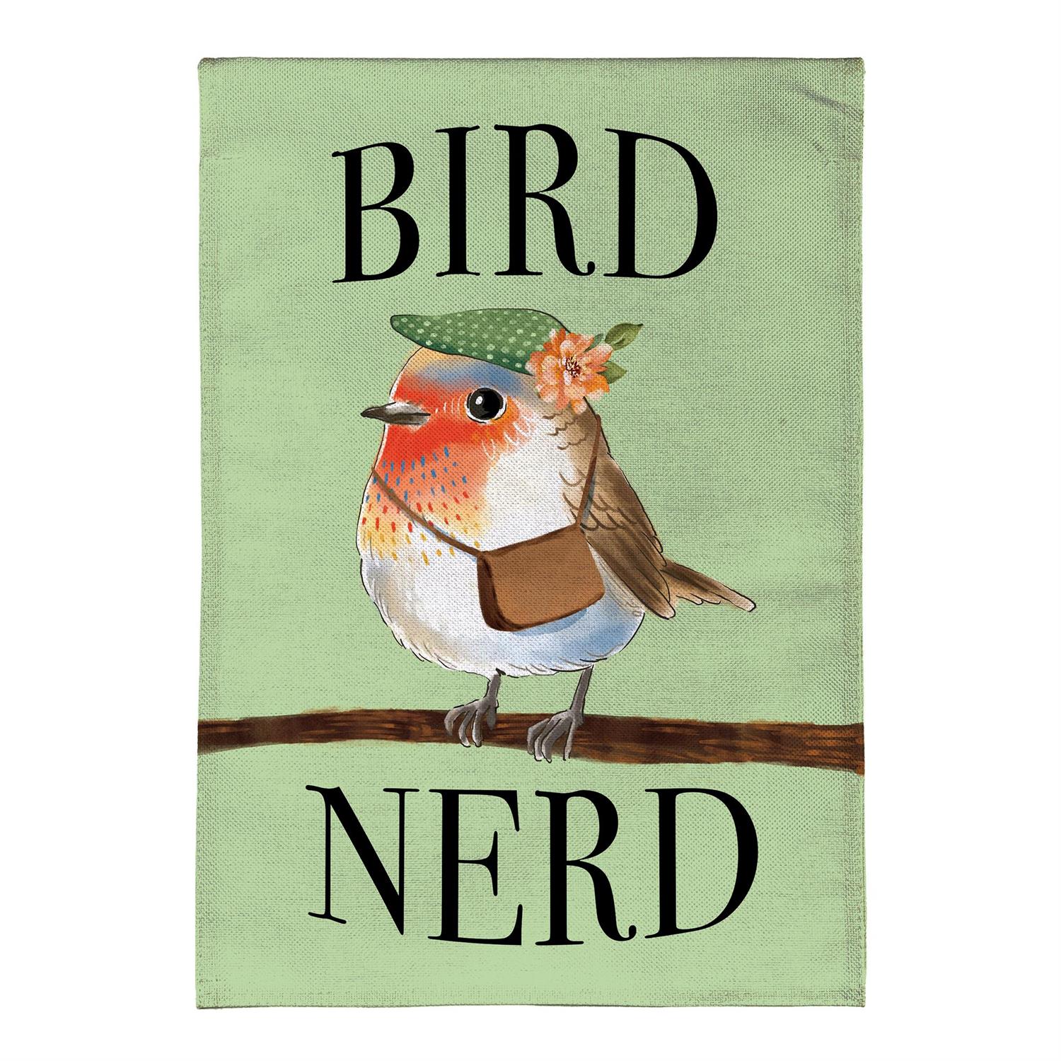 Bird Nerd Burlap Garden Flag