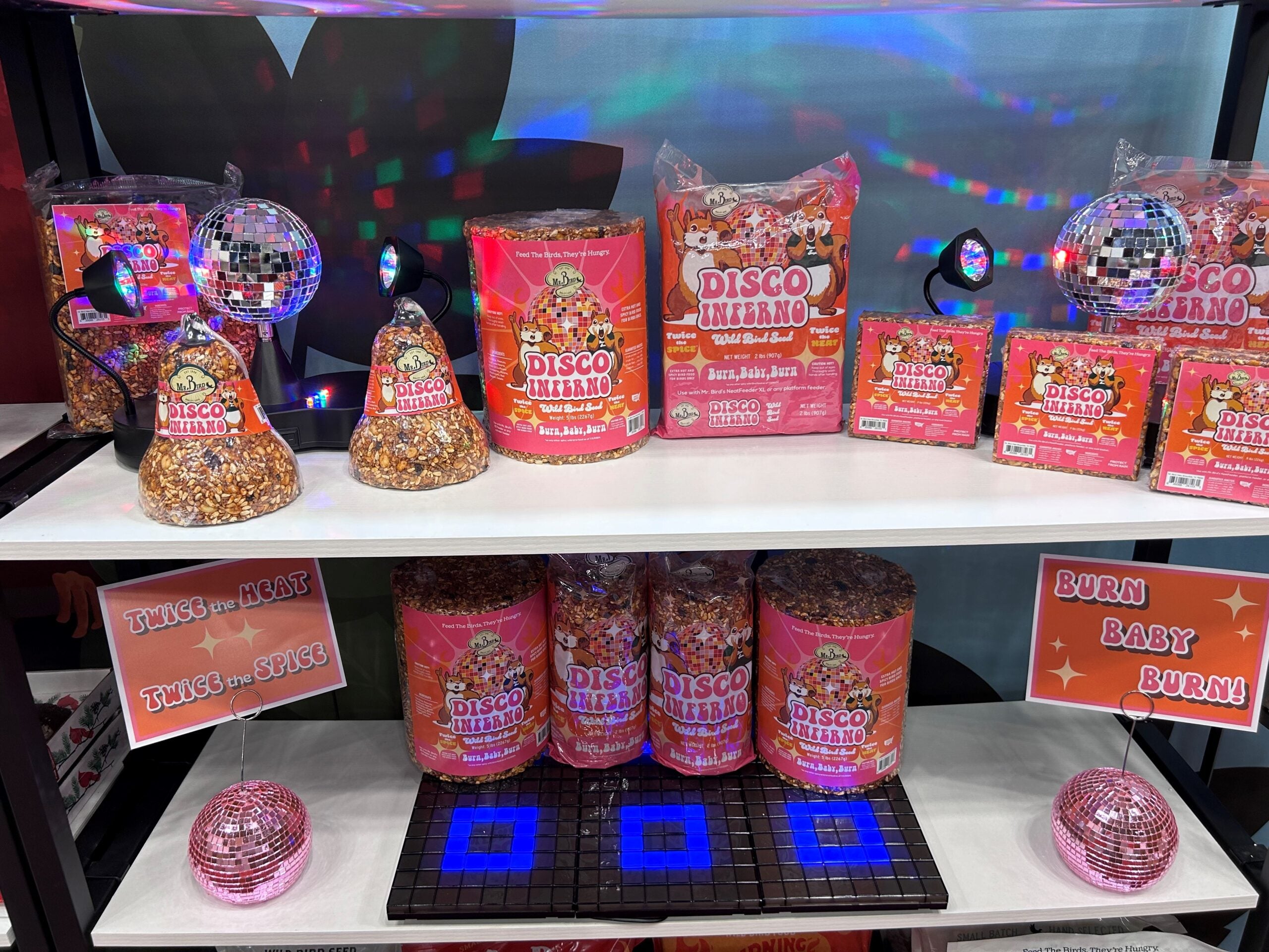 Disco Inferno seed display at retail