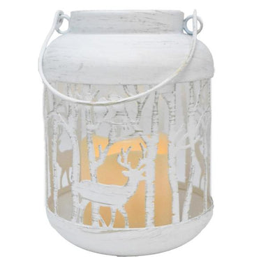 Gift Essentials white woodland cutwork LED lantern with forest scene and timer