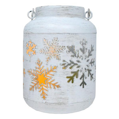 Gift Essentials white snowflake cutwork LED lantern with flameless pillar candle