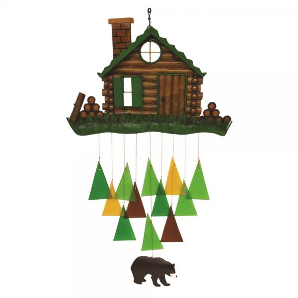 Log Cabin Glass Wind Chime