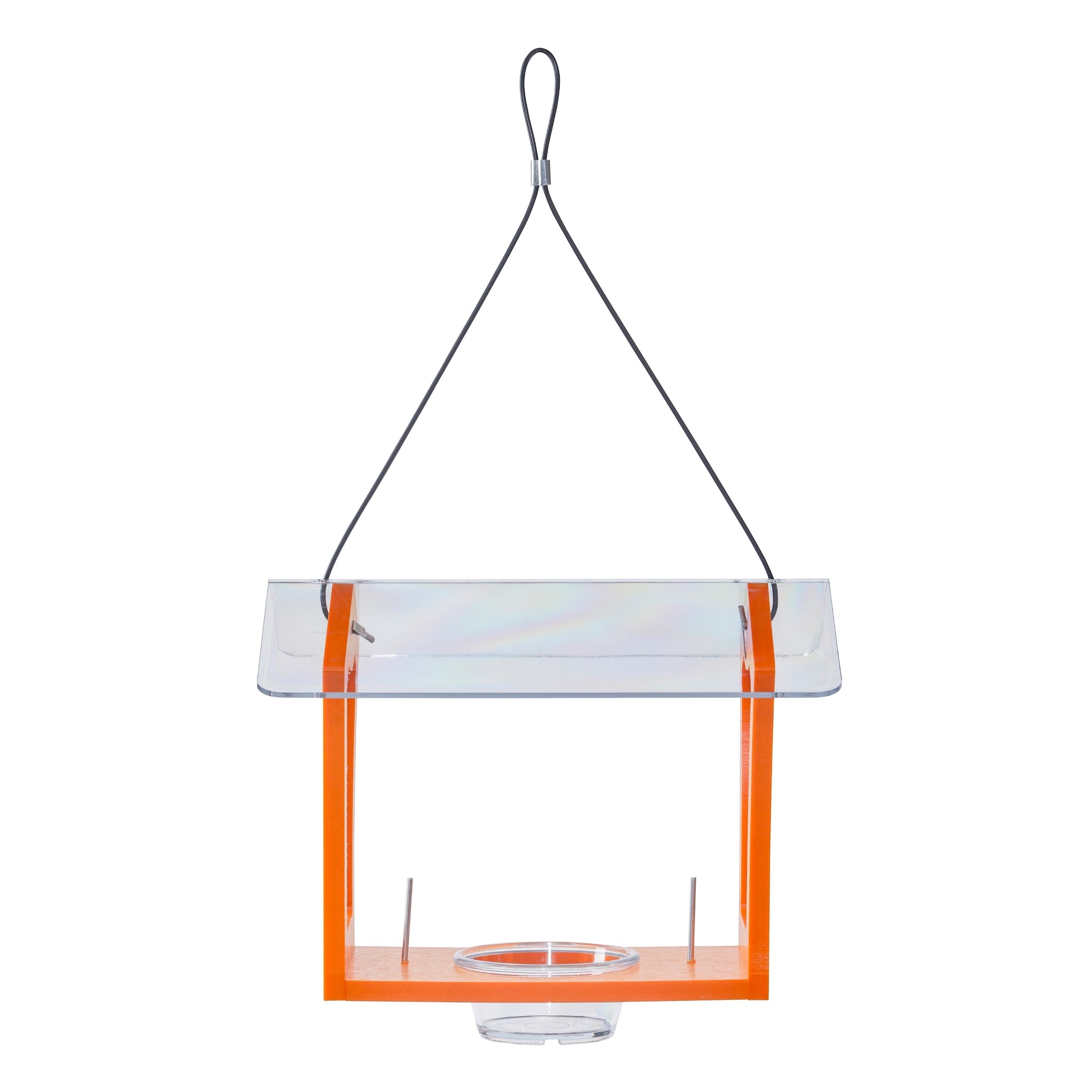 Oriole Bird Feeder in Orange Recycled Plastic - detail view