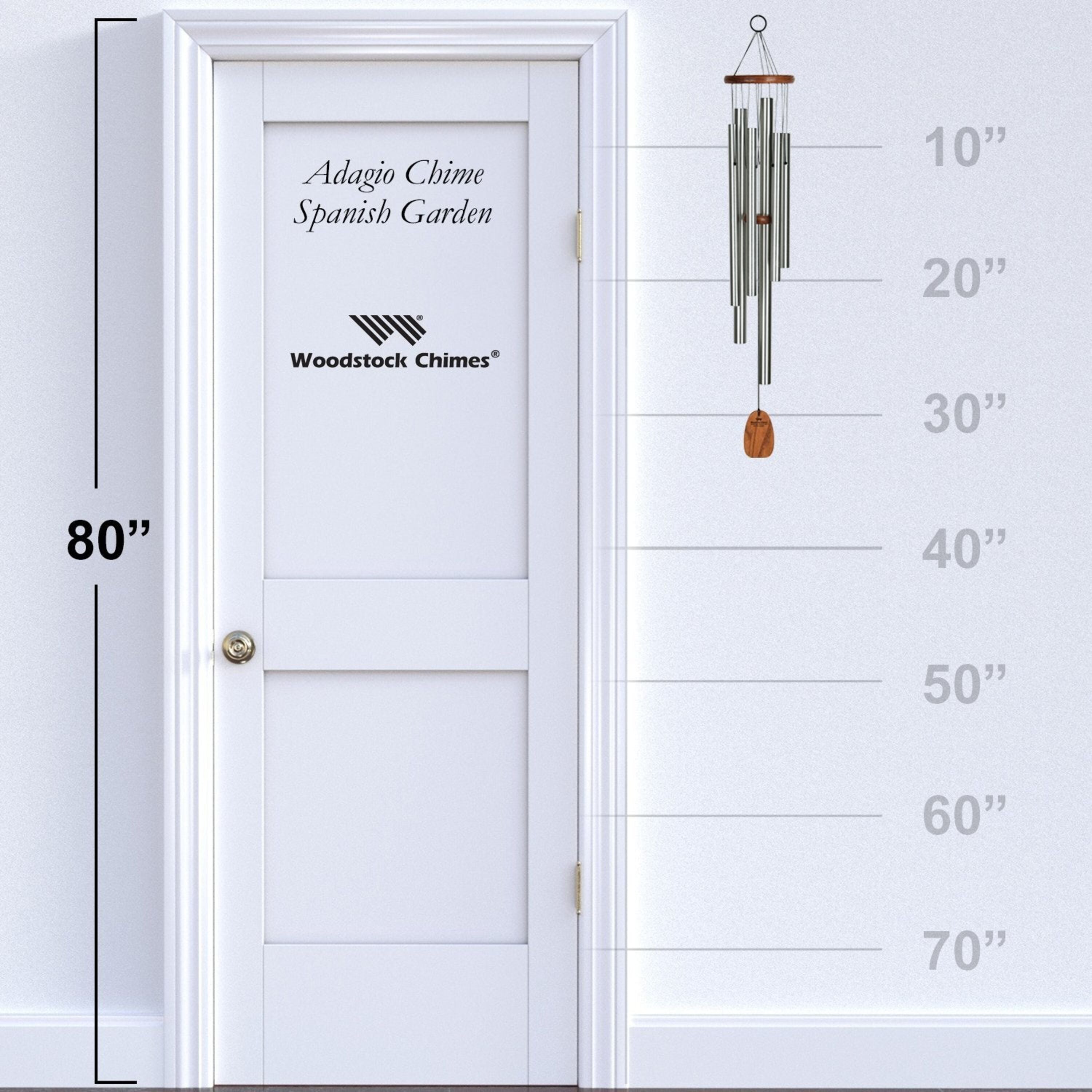 Woodstock Adagio Chime Spanish Garden wind chime hanging outdoors in a garden setting