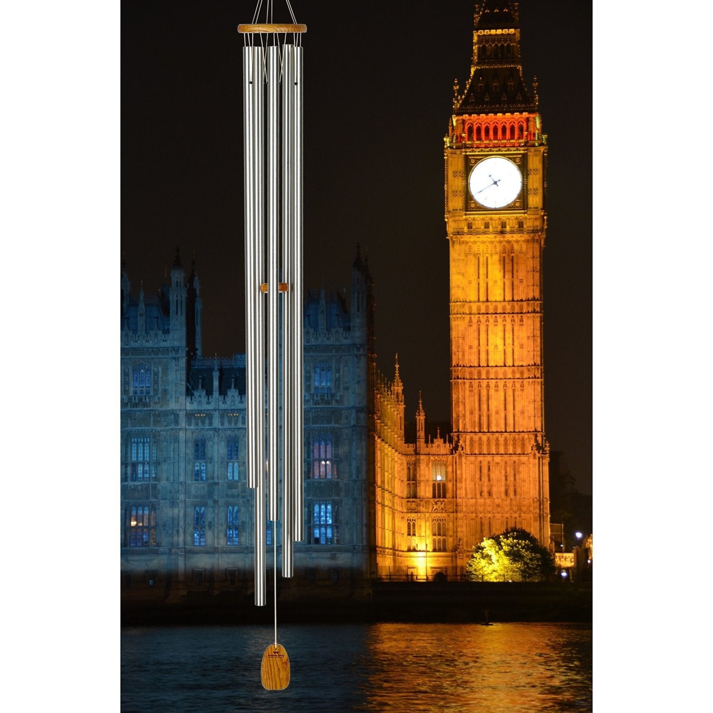 Chimes of Westminster detail - silver aluminum tubes and cherry cap
