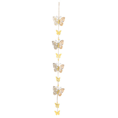 Evergreen wooden butterfly garland, alternate view