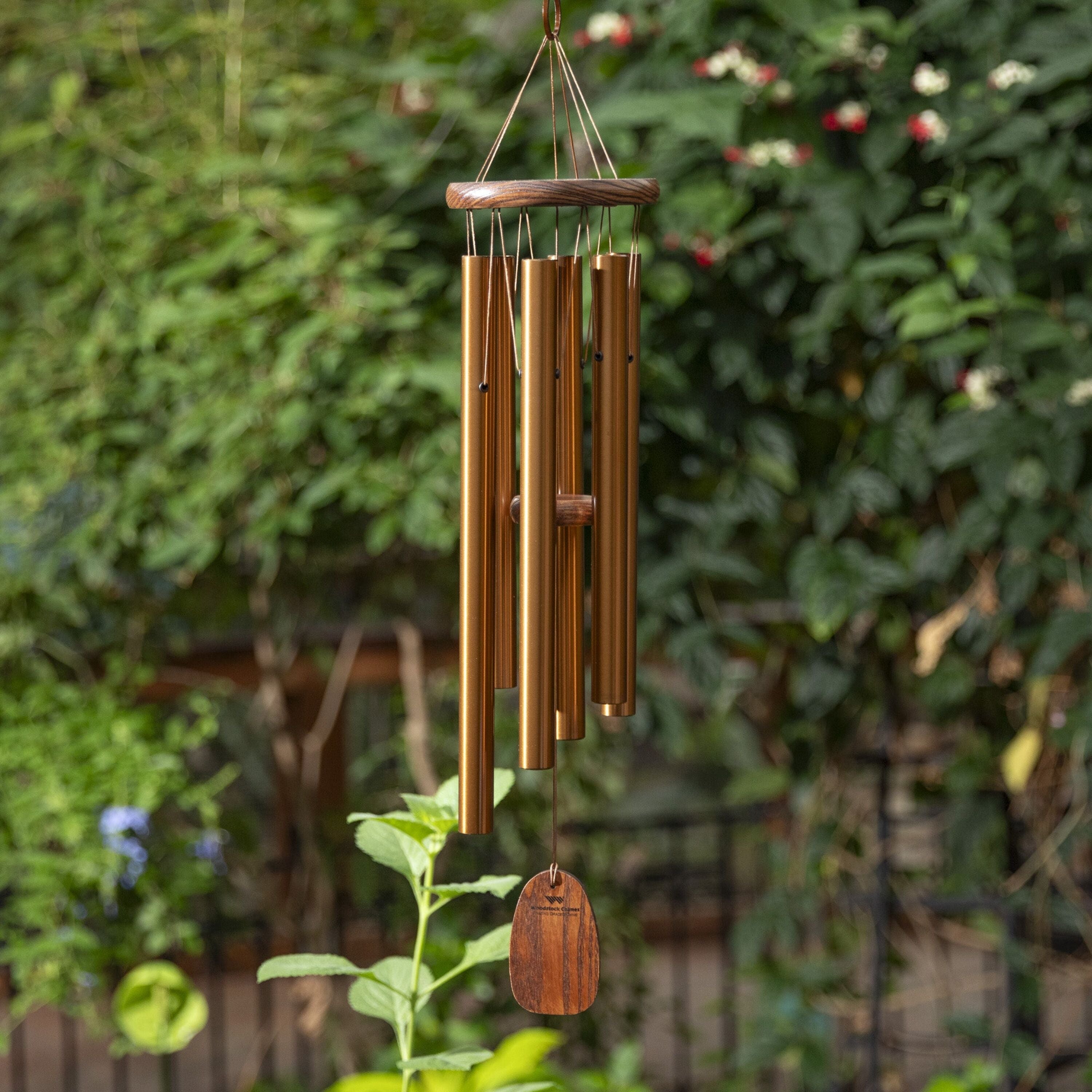 Amazing Grace wind chime detail - bronze aluminum tubes
