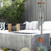Woodstock Adagio Chime Spanish Garden close-up of teak-finish ash wood cap and o-ring