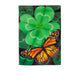 Evergreen Butterfly Clover suede garden flag, hanging display