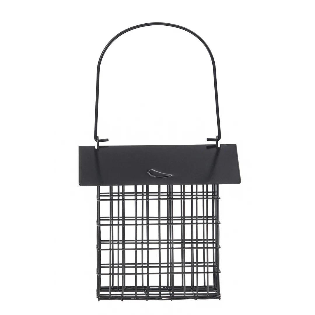 Modern Farmhouse Metal Double Suet Feeder in Black, front view