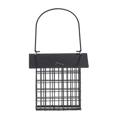 Modern Farmhouse Metal Double Suet Feeder in Black, front view
