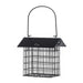 Modern Farmhouse Metal Double Suet Feeder in Black, angled view showing slanted roof