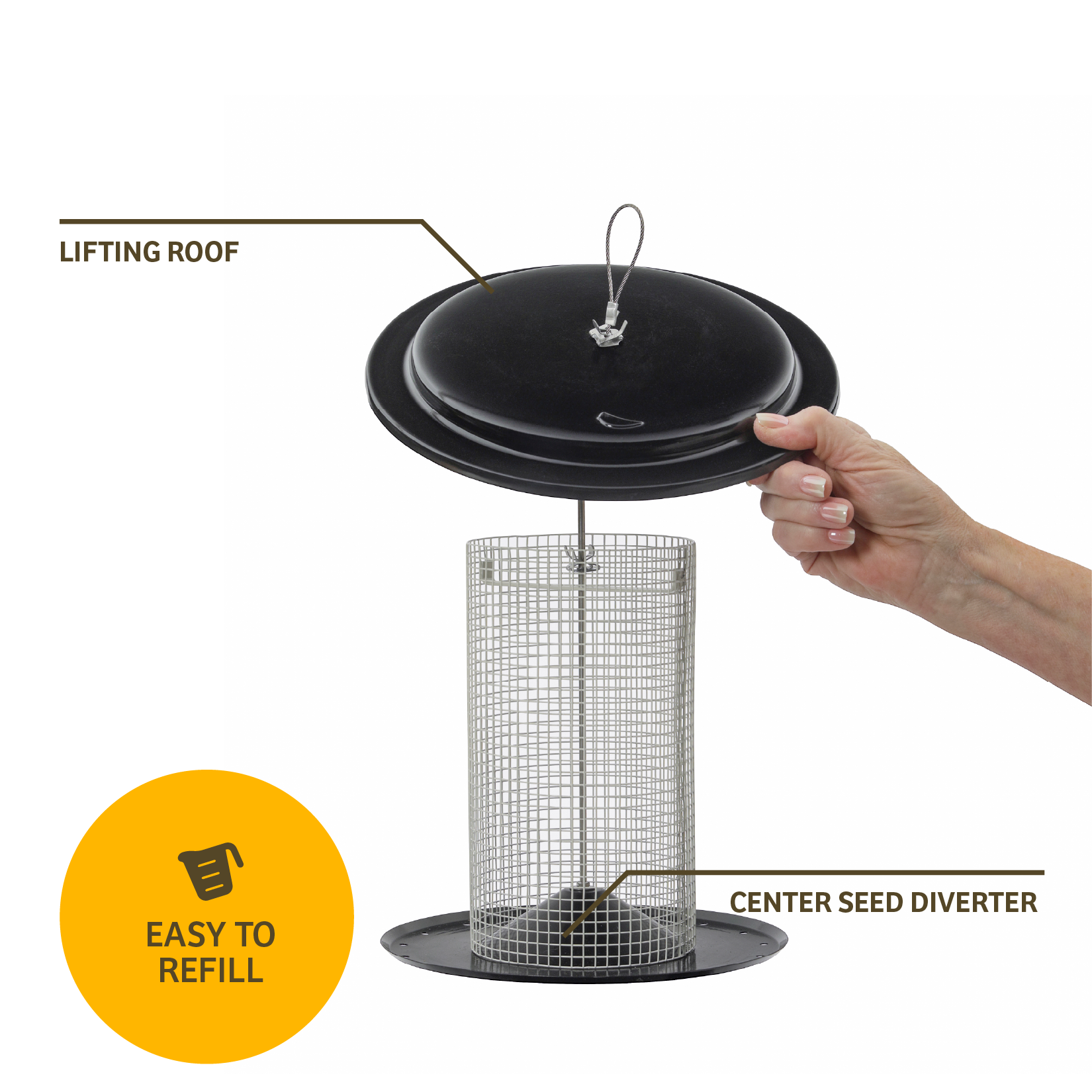 Modern Farmhouse Sunflower Seed Bird Feeder in Black and White - detail