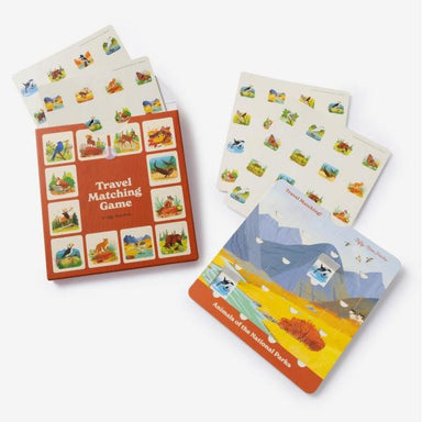 Animals of the National Parks matching game cards spread out for play