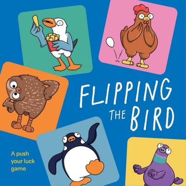 Flipping the Bird push-your-luck card game box with cartoon birds