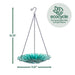 Nature's Way EcoCycle glass bird bath, Turquoise Dahlia design, hanging outdoors