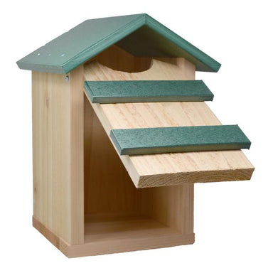 Songbird Essentials Screech Owl House, side view showing pivoting front door