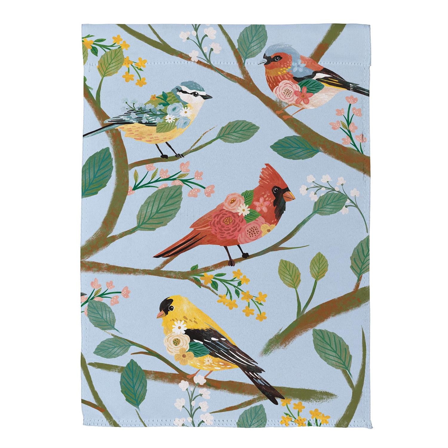Cottage Garden Birds Suede Garden Flag