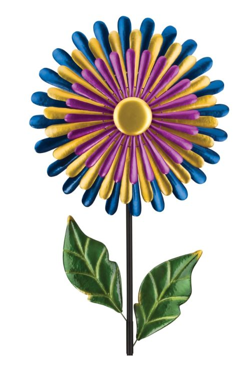 24" Triple Wind Spinner Stake - Flower