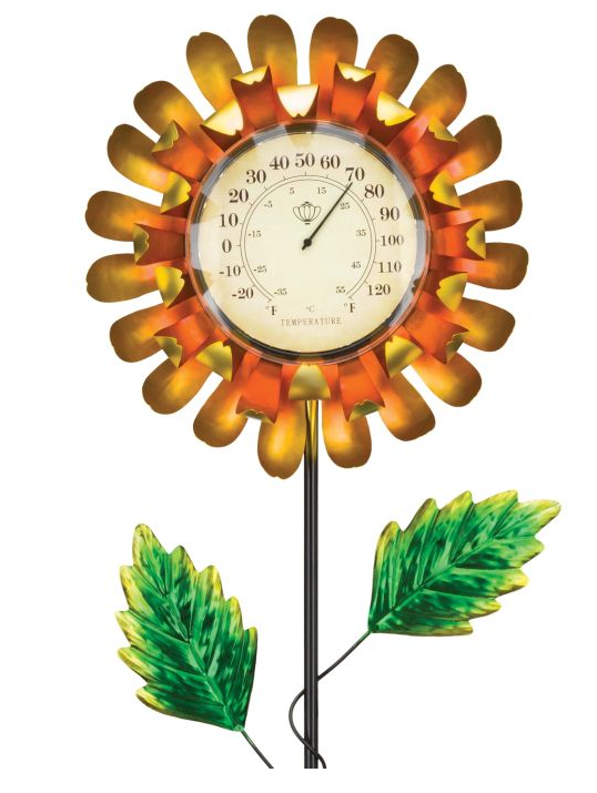 Solar Flower Thermometer Stake