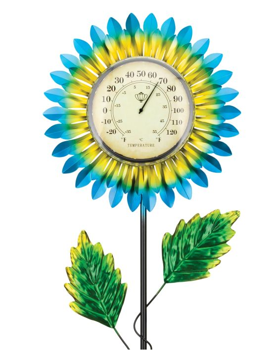 Solar Flower Thermometer Stake