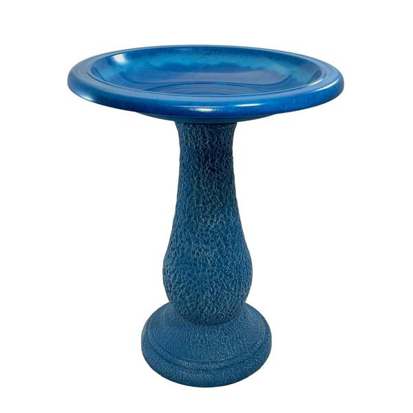 Fiber Clay Bird Bath w/ Tall Pedestal