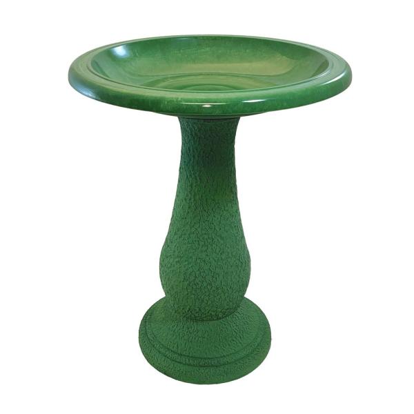 Fiber Clay Bird Bath w/ Tall Pedestal